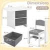 Toddler Wooden Activity Table & 2 Chairs Set with 2 Fabric Storage Bins-Grey