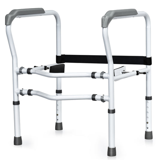 Toilet Safety Frame and Rail Stand Alone Toilet Handrails with adjustable height and padded armrests