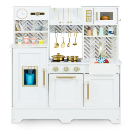 Toy Kitchen Playset with coffee station and range hood in white