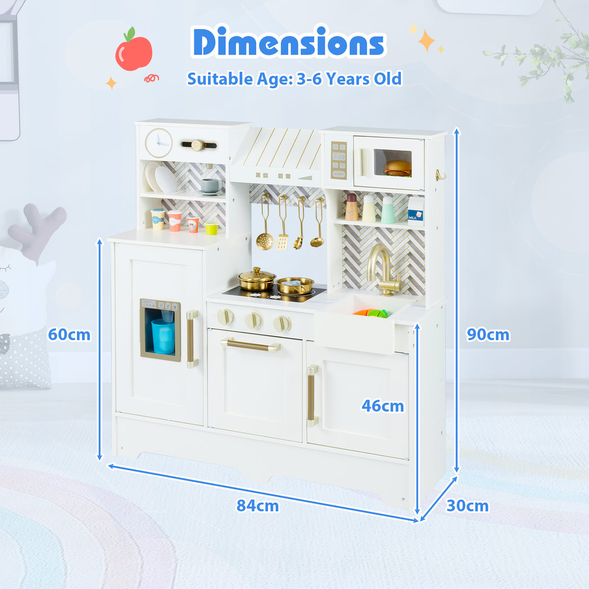 Toy Kitchen Playset in White