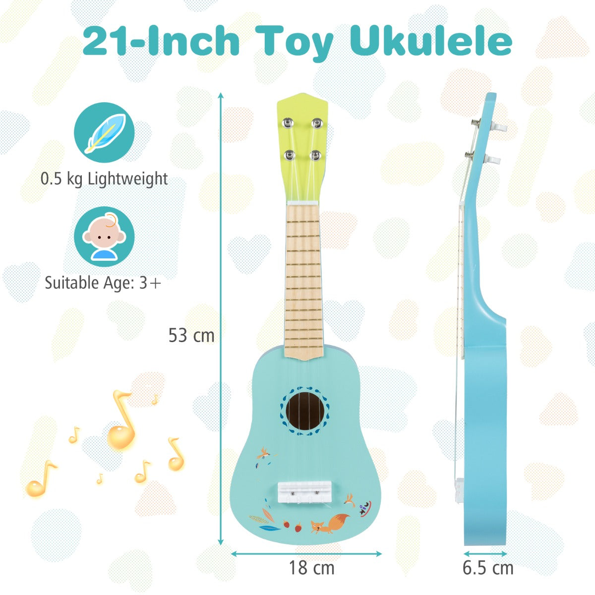 Toy Ukulele with Laminated Basswood Body