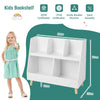 5-Cube Kids Bookshelf and Toy Organizer with Solid Wood Legs and Anti-Tipping Kits-White