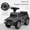Licensed Jeep Ride On Push Car with Steering Wheel and Engine Sound for Ages 18-36 Months-Grey