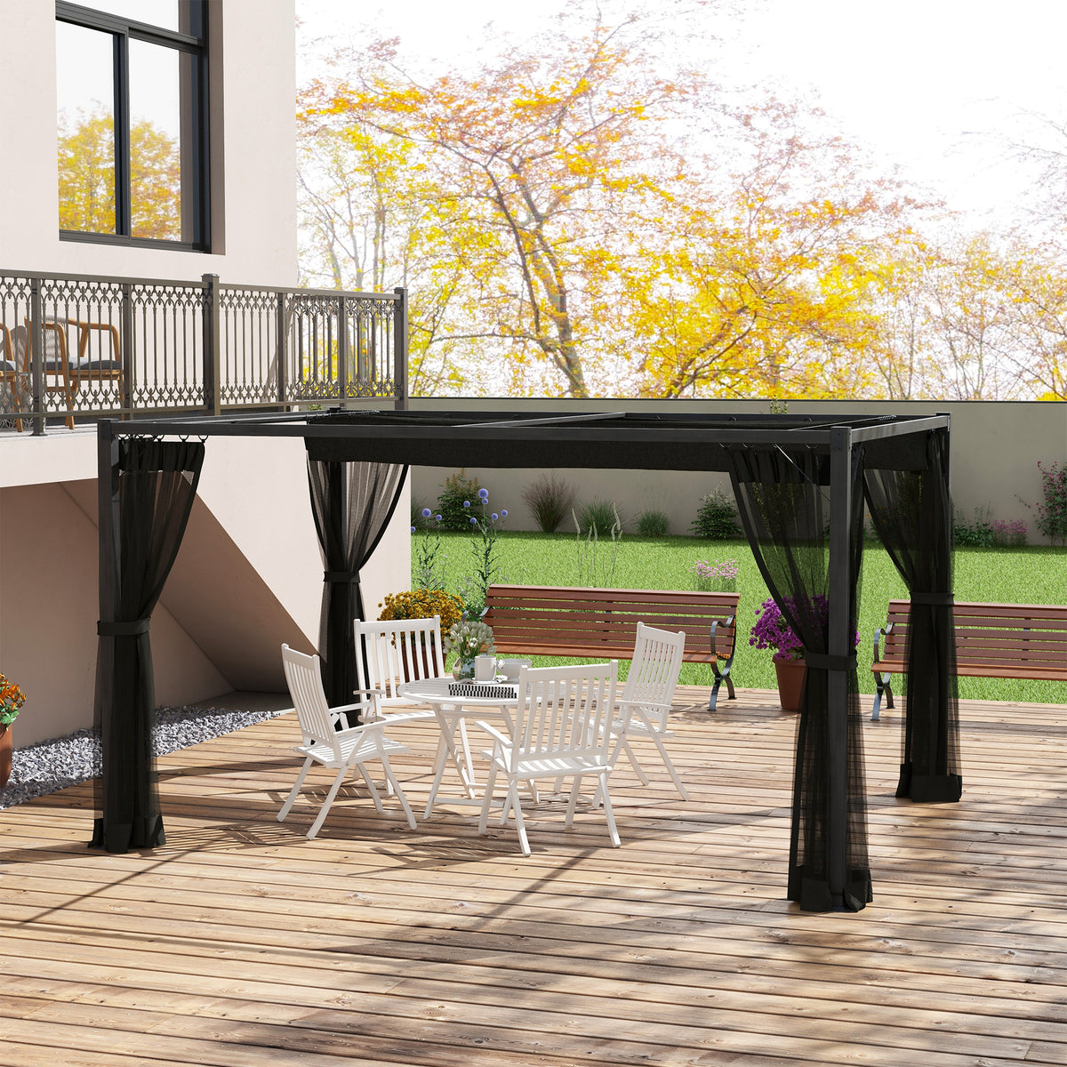 Outsunny Aluminium Frame Pergola in Dark Grey