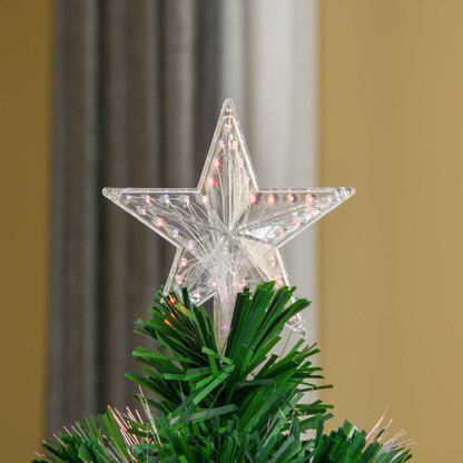 HOMCOM 4FT Pre-Lit Fibre Optic Artificial Christmas Tree Holiday Xmas D√É¬©cor with Tree Topper Multi-Colour