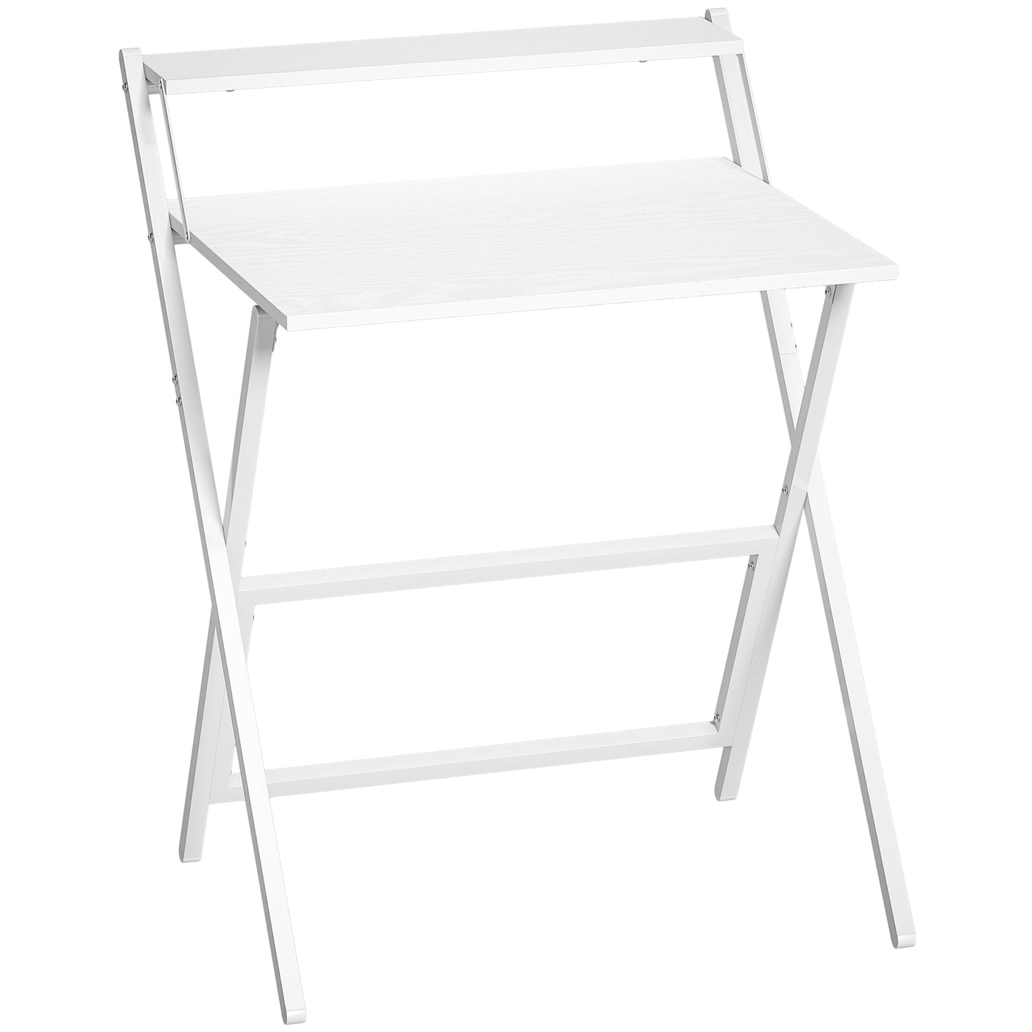 HOMCOM 70 cm Folding Computer Desk with Monitor Shelf - White