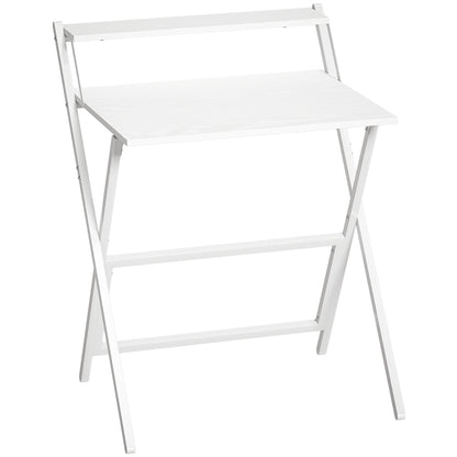 HOMCOM 70 cm Folding Computer Desk with Monitor Shelf - White