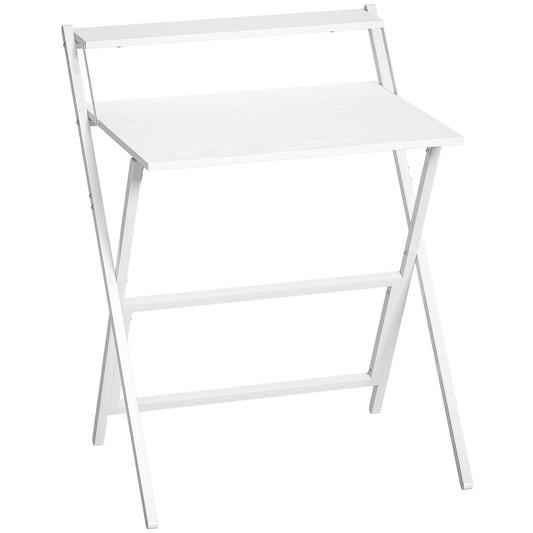 HOMCOM 70 cm Folding Computer Desk with Monitor Shelf - White