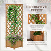 Outsunny Wooden Planter with Corner Trellis, Freestanding Raised Garden Bed with Drainage Bottom, Outdoor Planter Box, Brown