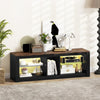 TV Stand with LED Light for TVs up to 65 inch with Adjustable Tempered Glass Shelves-Rustic Brown