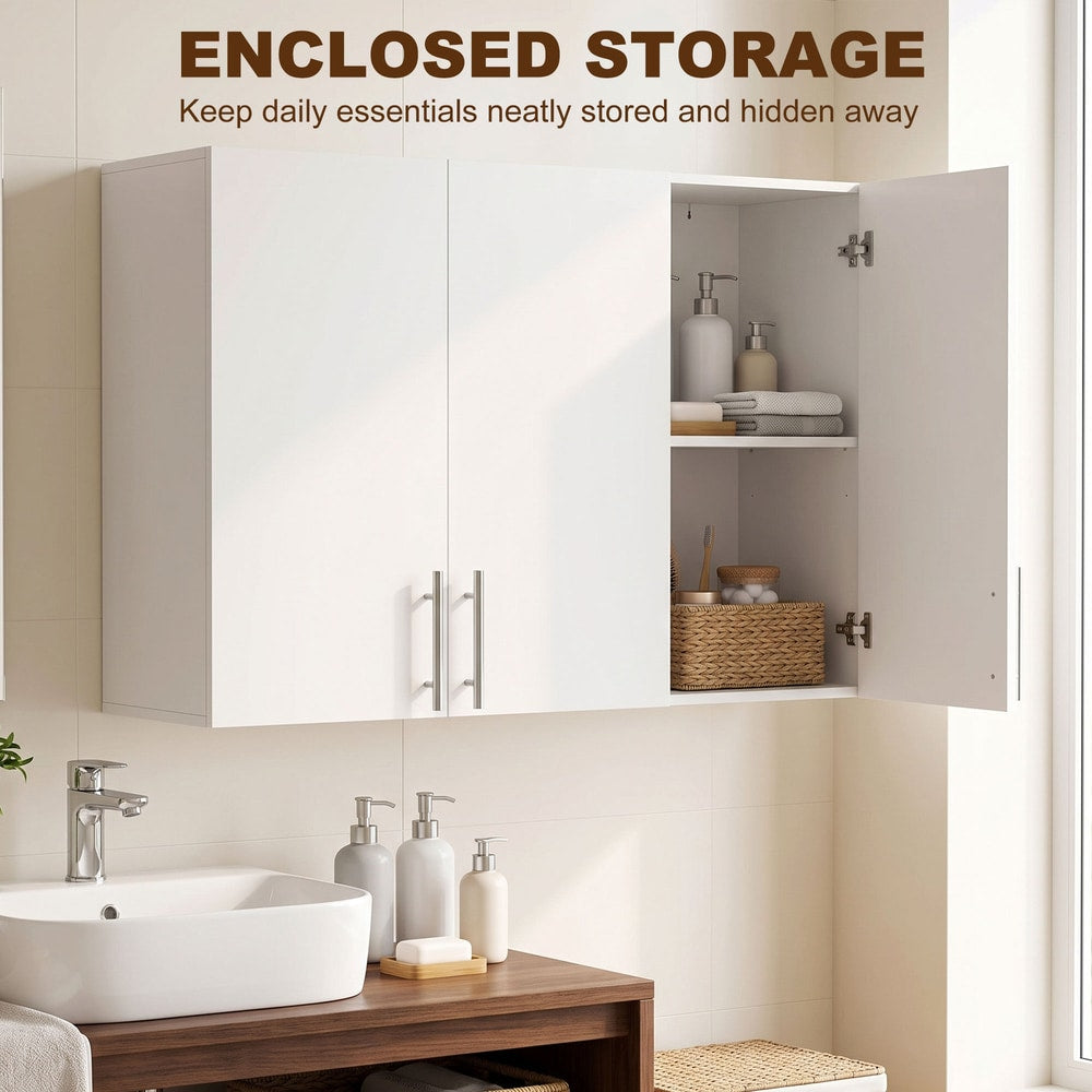 HOMCOM Bathroom Wall Cabinet in White