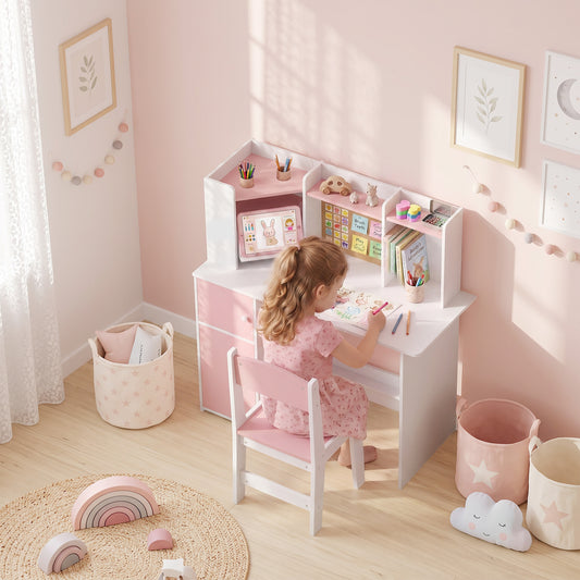 AIYAPLAY Kids Desk and Chair Set in Pink