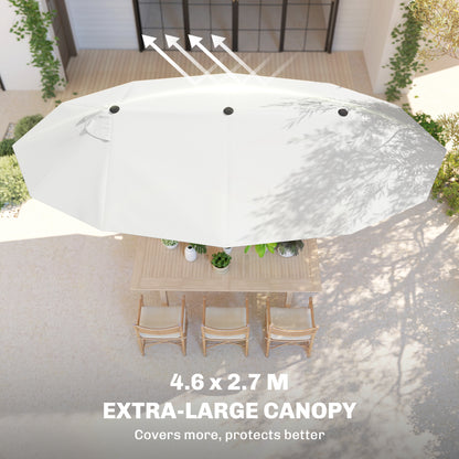 Outsunny 4.6m Double Garden Parasol in Beige