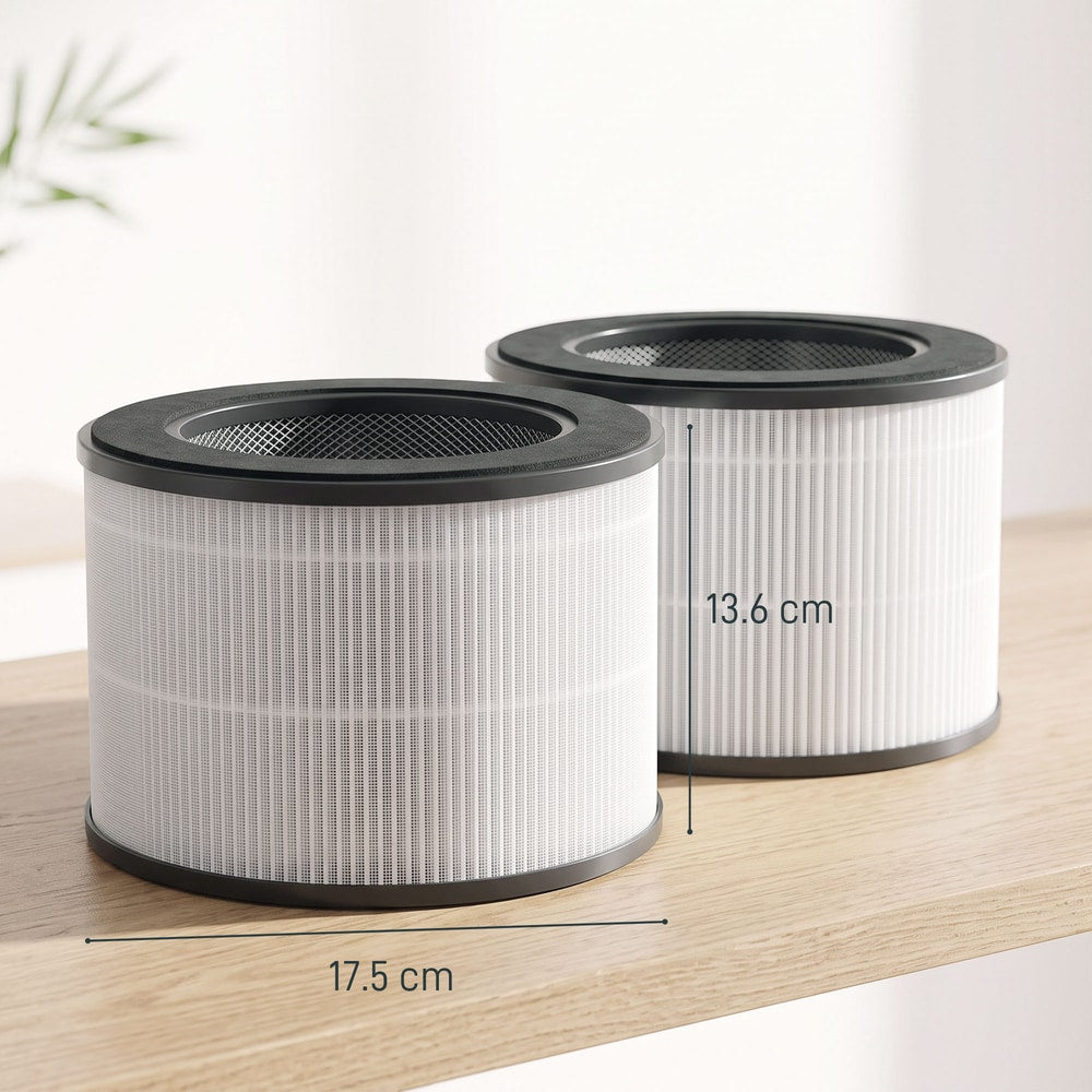 HOMCOM H13 True HEPA Replacement Filter for Air Purifier (Model 823-097), Activated Carbon Filter for Smoke, Odours, 2 Pack
