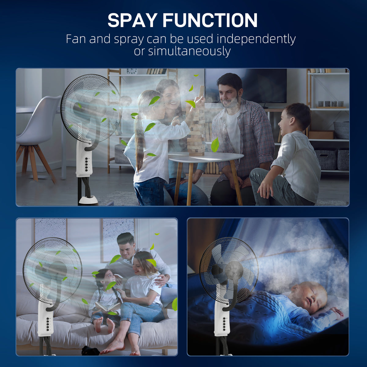 HOMCOM Spray Misting Fan in White