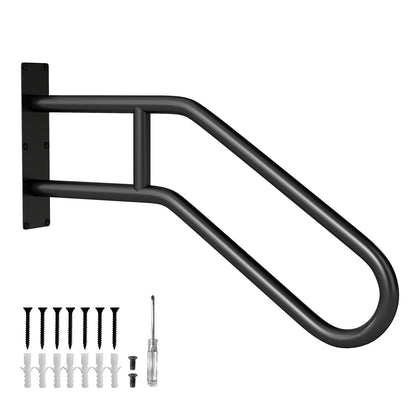 U-Shape Safety Handrail with Matte Finish shown with all included screws and wall plugs