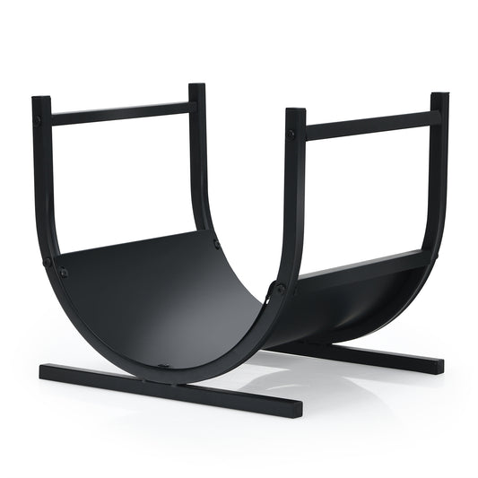 U-Shaped Patio Firewood Rack with Handles shown empty against a plain white background