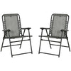 Outsunny 2 Pieces Foldable Chair Set, Outdoor Portable Loungers for Camping Pool Beach Deck, Lawn Chairs with Armrest Steel Frame, Grey