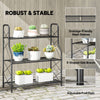 Outsunny 3-Tier Metal Plant Stand, Heavy Duty Ladder Shelf Potted Plants Display Rack, Indoor Outdoor Flower Pot Holder