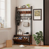 HOMCOM 5-In-1 Industrial-Style Hallway Tree - Brown/Black