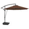 Outsunny 3(m) Garden Cantilever Parasol with Fillable Base up to 90kg, Wind Protection Strap, Cover, Round Banana Hanging Umbrella with Crank Handle and Tilt, UPF50+ Patio Umbrella, Brown