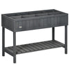 Outsunny Fir Wood Raised Rectangular 8 Compartment Plant Stand Dark Grey