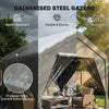 Outsunny 3 x 3 m Patio Gazebo with Netting & Curtains, Outdoor Canopy Shelter with Galvanised Steel Frame, Dark Grey