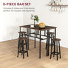 HOMCOM 6-Piece Bar Table Set, Counter Height Kitchen Dining Set with 2 High Tables & 4 Stools, Space Saving Compact Bar Furniture for Small Kitchens and Flats, Multiple Arrangements, Rustic Brown