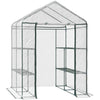 Outsunny Walk in Greenhouse with 3-Tier 8 Shelves, Green House with Hemmed Cover, Roll-up Zipped Door, Steel Frame, 143 x 143 x 195cm