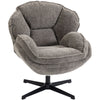HOMCOM Modern Wingback Accent Chair, Velvet Armchair with Four-Star Base, S-Springs, Swivel, Grey