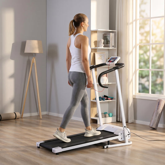 HOMCOM Folding Treadmill with Incline in White