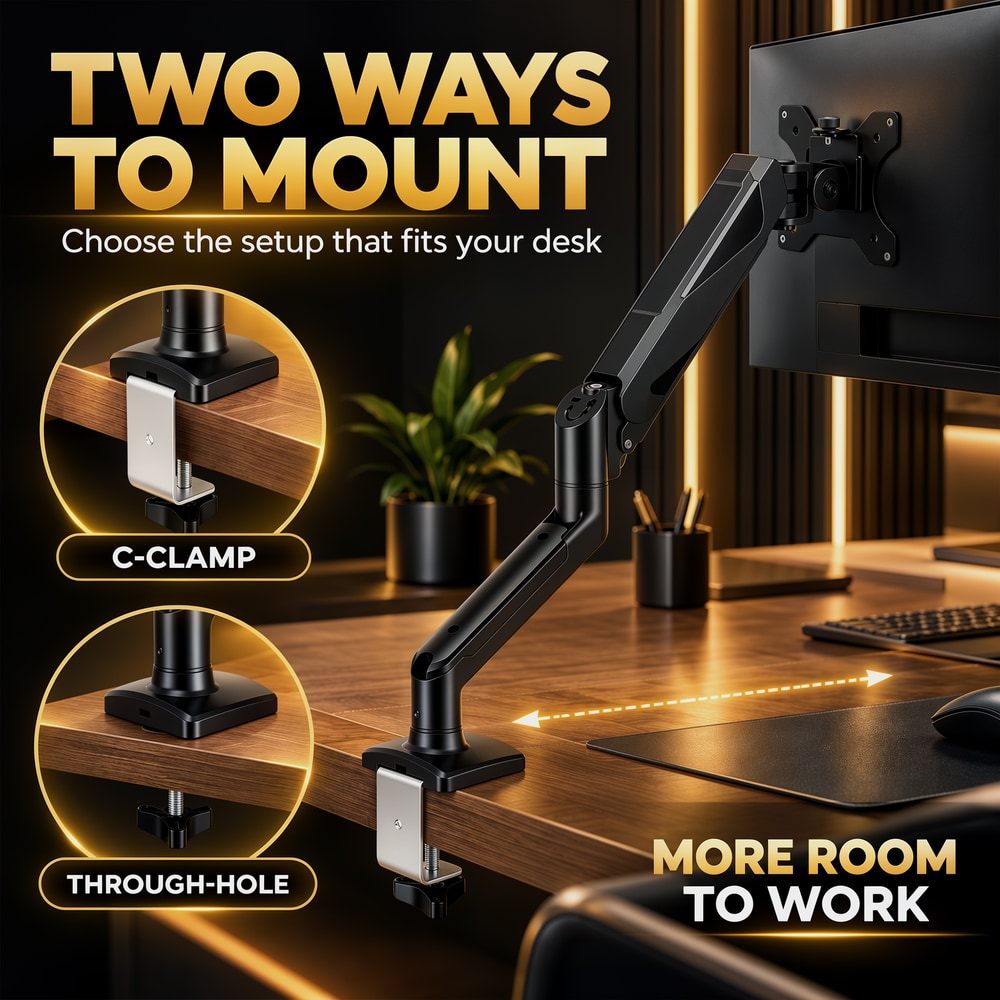 HOMCOM Monitor Stand up to 32" Height Adjustable Monitor Riser with Tilt & Swivel