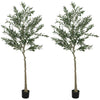 HOMCOM Set of Two Silk Leaf Artificial Olive Trees