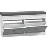 HOMCOM Shoe Storage Bench with Flip Drawers, Shoe Cabinet with Seat Cushion and Adjustable Shelf for Hallway, Entryway, Living Room, Bedroom, White