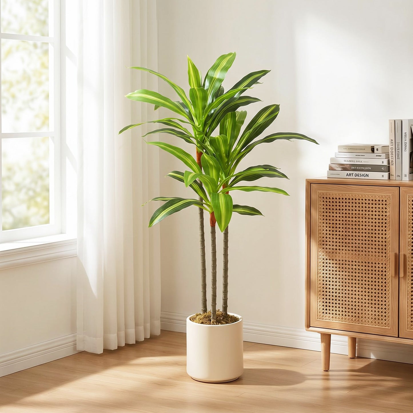 HOMCOM 90cm Lifelike Fake Tree, Artificial Dracaena Tree with Bendable Trunks, Green