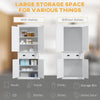 HOMCOM Freestanding Kitchen Cupboard, 184cm Tall Storage Cabinet with Doors and Shelves, Traditional Colonial 4-Door Kitchen Pantry Cupboard with Drawer, White