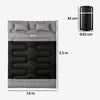 Outsunny Double Sleeping Bag with 2 Pillows, 220 x 160 cm Extra-Large Sleeping Bag for Adults, Black and Grey