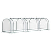Outsunny Mini Greenhouse, Small Polytunnel Green House with Zipped Doors, Steel Frame for Garden Patio, 300 x 100 x 80cm, Clear