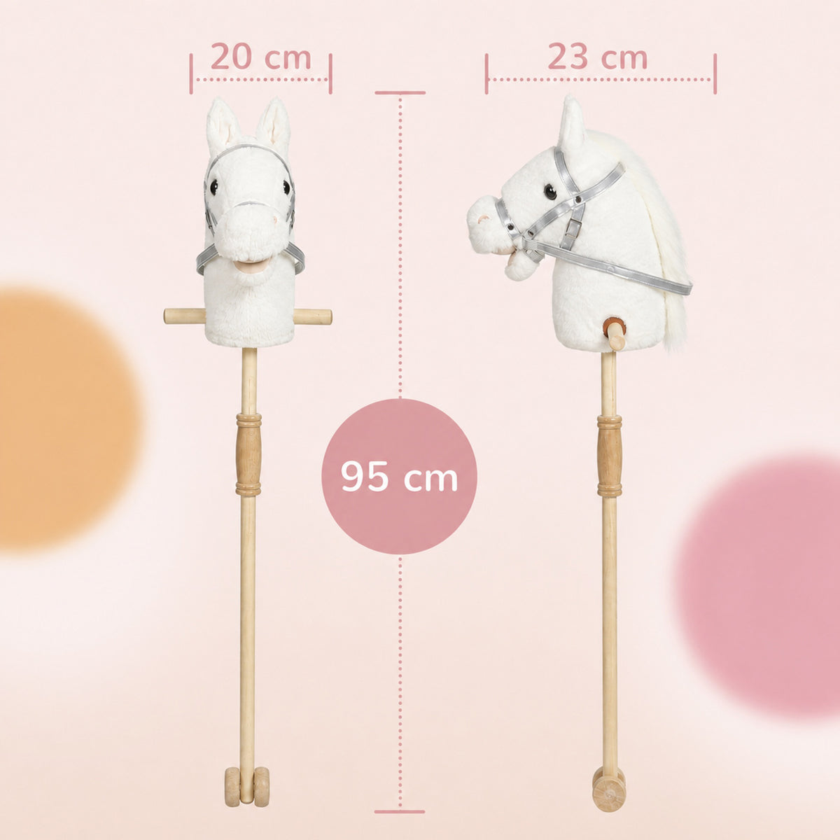 AIYAPLAY Hobby Horse with Wood Wheels in White
