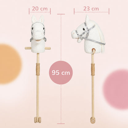 AIYAPLAY Hobby Horse with Wood Wheels in White