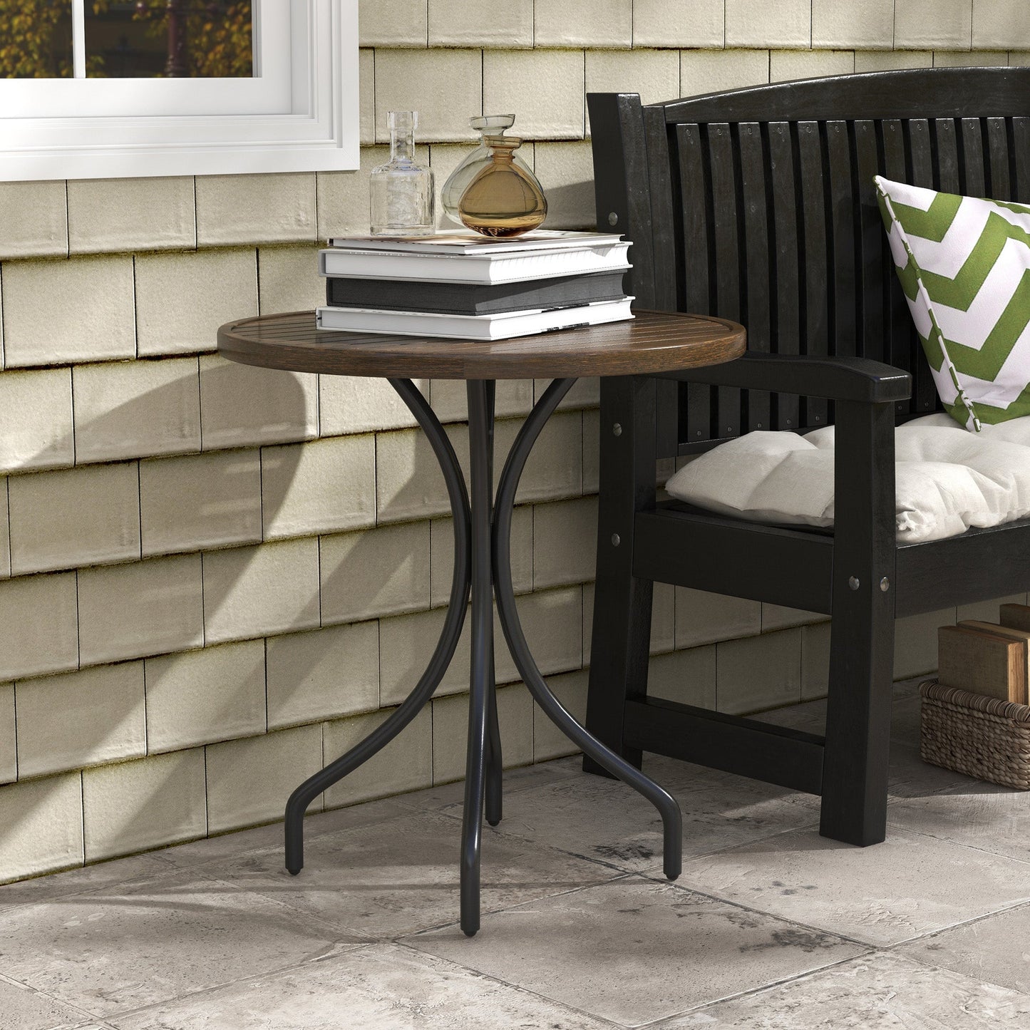 Outsunny a66cm Galvanised Steel Garden Table - Brown