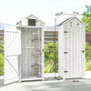 Outsunny Small Shed, Tall Slim Wooden Garden Shed with 3 Removable Shelves and Roof Hatch, Compact Outdoor Tool Storage Cabinet with Asphalt Roof and Door Latch, 77 x 54.2 x 179 cm, Light Grey