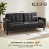 HOMCOM 3 Seater Sofa Button Tufted Upholstered Velvet Couch with Wood Legs for Living Room, Dark Grey