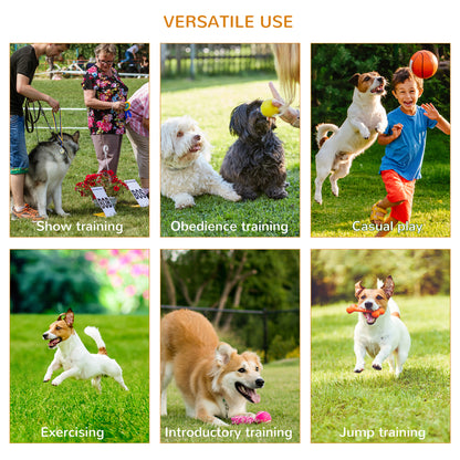 مجموعة حواجز تدريب الكلاب المحمولة من Pawhut Dog Agility Equipment مكونة من 5 قطع مع عمود قفز عالي قابل للتعديل وحلقة قفز وأعمدة منسوجة ونفق