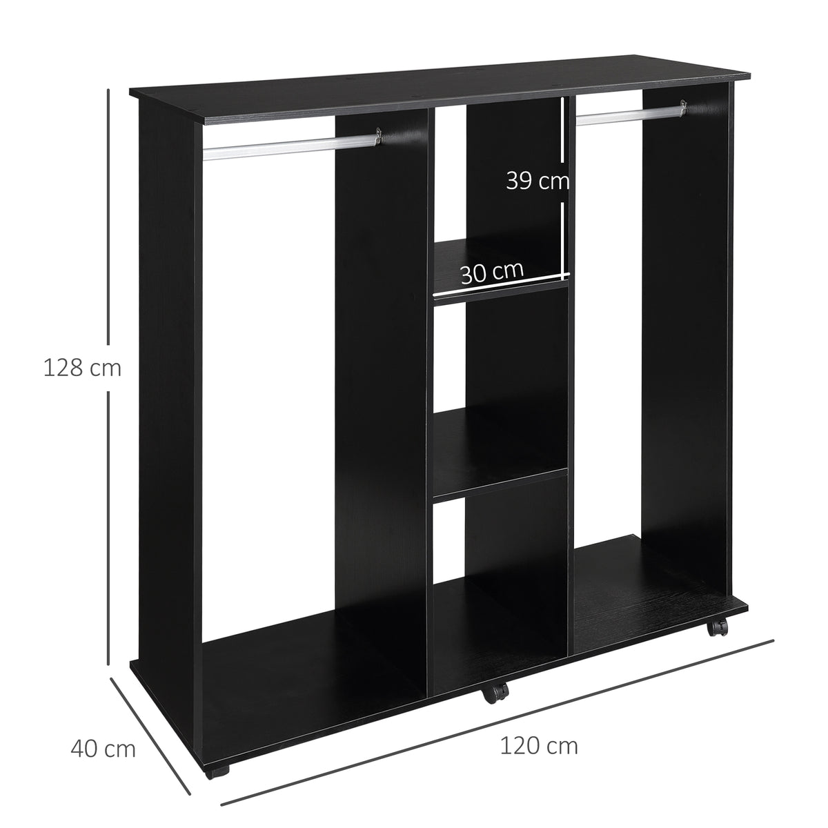 HOMCOM Open Wardrobe in Black