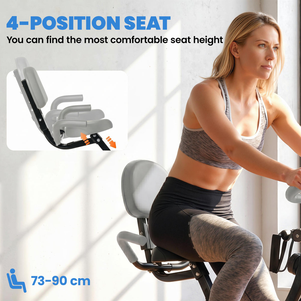 HOMCOM 2-in-1 Folding Exercise Bike with 8-Level Magnetic Resistance in Blue
