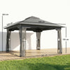 Outsunny 3.3 x 3.3 m Outdoor Garden Gazebo with Post Shelves, UPF50+ Patio Permanent Pavilion with Hook, Dark Grey
