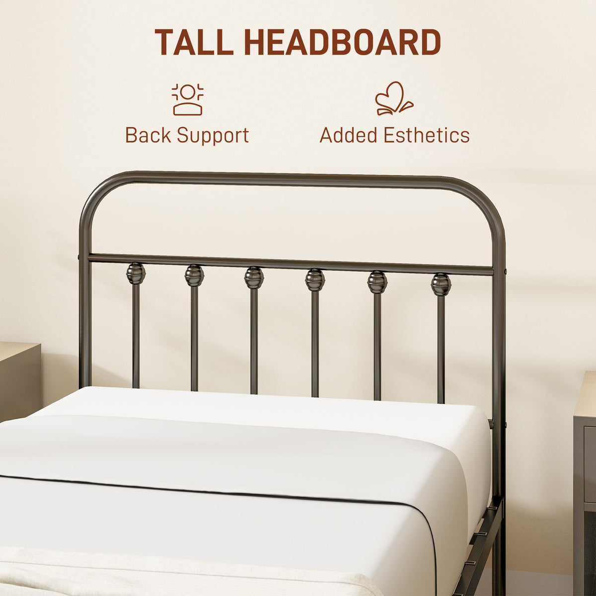 HOMCOM Single Minimalistic Metal Bed Frame in Black