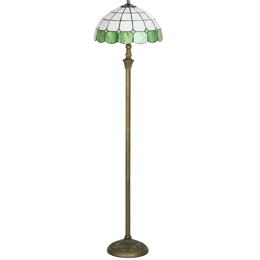 HOMCOM Tiffany-Style Floor Lamp with Handcrafted Stained Glass Shade in Bronze Tone and Green