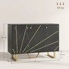 HOMCOM Sideboard Storage Cabinet, Modern Storage Cupboard with Adjustable Shelves and Metal Legs for Living Room, Kitchen, Dining Room, Entryway, Black Marble Tone